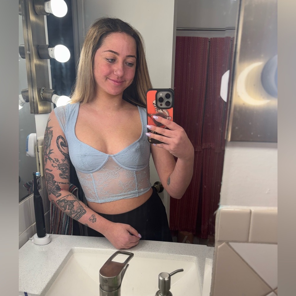 Baby Blue Sexy Lace Garage Corset Crop Top